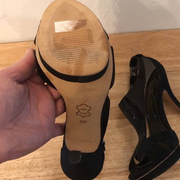 Glint Gillian Black Sequin and Satin Heels Size 6 - Picture 8 of 12